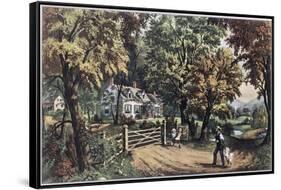 Home Sweet Home-Currier & Ives-Framed Stretched Canvas