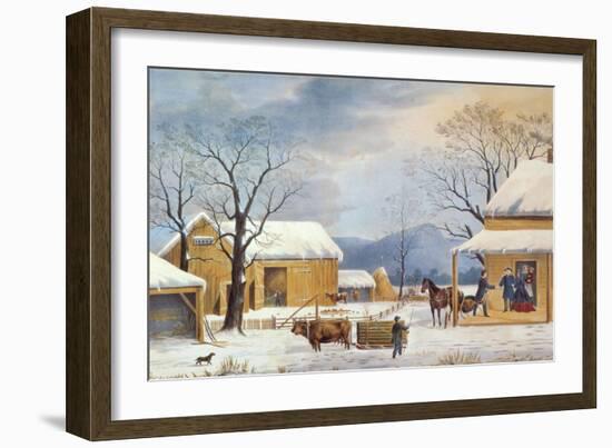 Home To Thanksgiving, 1867-Currier & Ives-Framed Giclee Print