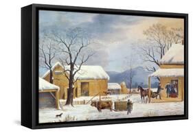 Home To Thanksgiving, 1867-Currier & Ives-Framed Stretched Canvas