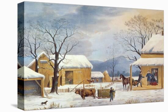Home To Thanksgiving, 1867-Currier & Ives-Stretched Canvas
