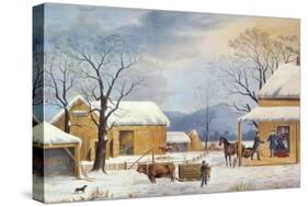 Home To Thanksgiving, 1867-Currier & Ives-Stretched Canvas