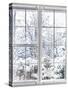 Home Vinyl Insulated Windows with Winter View of Snowy Trees and Plants-elenathewise-Stretched Canvas