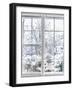 Home Vinyl Insulated Windows with Winter View of Snowy Trees and Plants-elenathewise-Framed Photographic Print