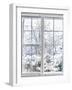 Home Vinyl Insulated Windows with Winter View of Snowy Trees and Plants-elenathewise-Framed Photographic Print