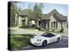 Home with a Sports Car Parked in Front-null-Stretched Canvas