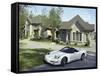 Home with a Sports Car Parked in Front-null-Framed Stretched Canvas