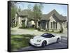 Home with a Sports Car Parked in Front-null-Framed Stretched Canvas