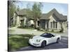 Home with a Sports Car Parked in Front-null-Stretched Canvas