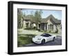 Home with a Sports Car Parked in Front-null-Framed Photographic Print