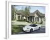 Home with a Sports Car Parked in Front-null-Framed Photographic Print