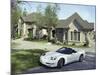 Home with a Sports Car Parked in Front-null-Mounted Photographic Print