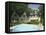 Home with Backyard Swimming Pool-null-Framed Stretched Canvas