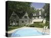 Home with Backyard Swimming Pool-null-Stretched Canvas