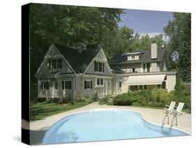 Home with Backyard Swimming Pool-null-Stretched Canvas