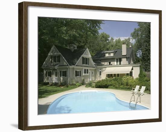 Home with Backyard Swimming Pool-null-Framed Photographic Print