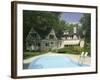 Home with Backyard Swimming Pool-null-Framed Photographic Print