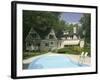 Home with Backyard Swimming Pool-null-Framed Photographic Print