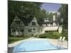 Home with Backyard Swimming Pool-null-Mounted Photographic Print