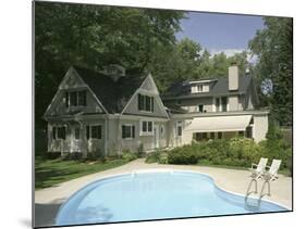 Home with Backyard Swimming Pool-null-Mounted Photographic Print