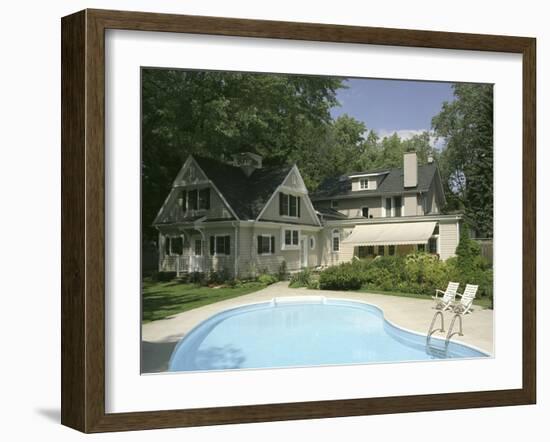 Home with Backyard Swimming Pool-null-Framed Photographic Print