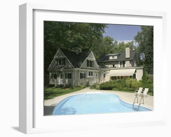 Home with Backyard Swimming Pool-null-Framed Photographic Print