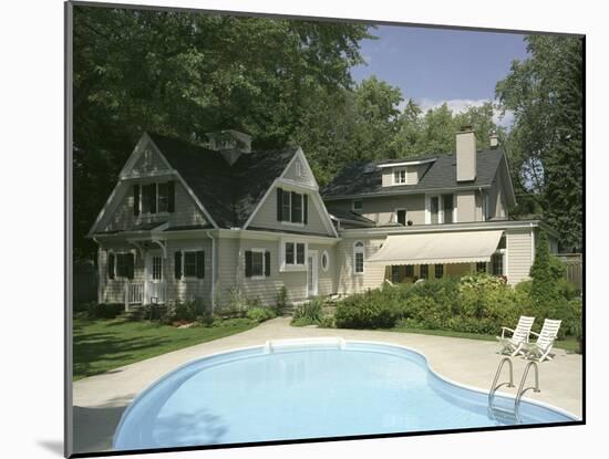 Home with Backyard Swimming Pool-null-Mounted Photographic Print