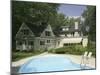 Home with Backyard Swimming Pool-null-Mounted Photographic Print