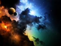 Fantasy Deep Space Nebula with Planet-HomeArt-Art Print