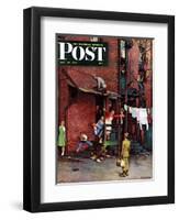 "Homecoming G.I." Saturday Evening Post Cover, May 26,1945-Norman Rockwell-Framed Giclee Print