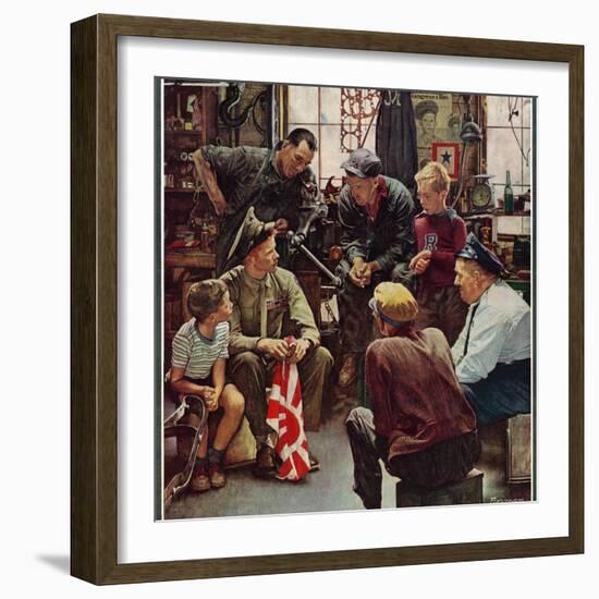 "Homecoming Marine", October 13,1945-Norman Rockwell-Framed Premium Giclee Print