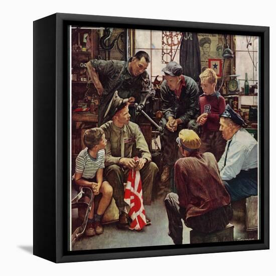 "Homecoming Marine", October 13,1945-Norman Rockwell-Framed Stretched Canvas