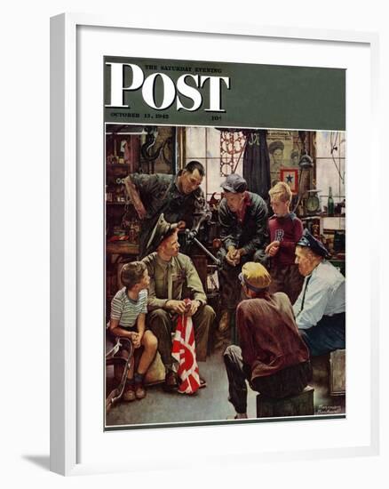 "Homecoming Marine" Saturday Evening Post Cover, October 13,1945-Norman Rockwell-Framed Giclee Print