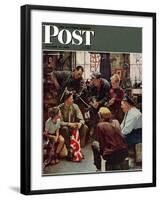 "Homecoming Marine" Saturday Evening Post Cover, October 13,1945-Norman Rockwell-Framed Giclee Print