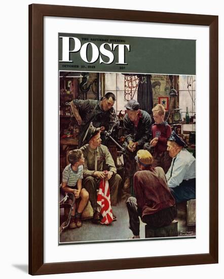 "Homecoming Marine" Saturday Evening Post Cover, October 13,1945-Norman Rockwell-Framed Giclee Print