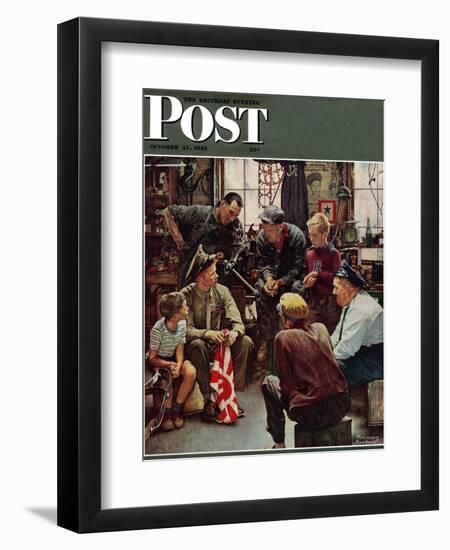 "Homecoming Marine" Saturday Evening Post Cover, October 13,1945-Norman Rockwell-Framed Premium Giclee Print