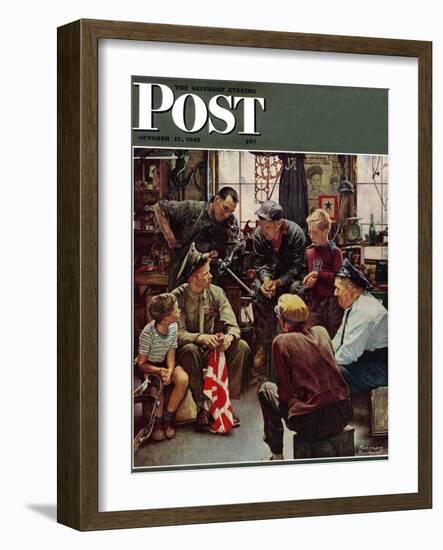 "Homecoming Marine" Saturday Evening Post Cover, October 13,1945-Norman Rockwell-Framed Premium Giclee Print