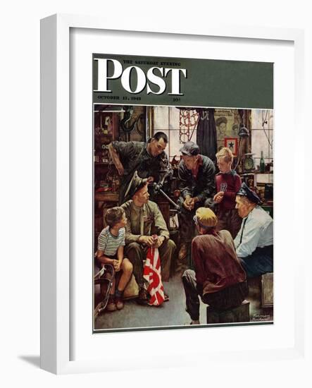 "Homecoming Marine" Saturday Evening Post Cover, October 13,1945-Norman Rockwell-Framed Premium Giclee Print