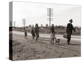 Homeless Migrant Family of Seven, Walking the Highway from Phoenix, Arizona, 1939-Dorothea Lange-Stretched Canvas