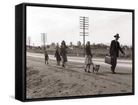 Homeless Migrant Family of Seven, Walking the Highway from Phoenix, Arizona, 1939-Dorothea Lange-Framed Stretched Canvas