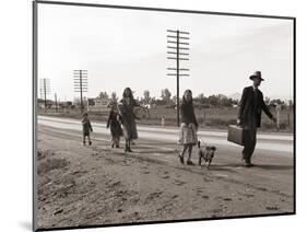 Homeless Migrant Family of Seven, Walking the Highway from Phoenix, Arizona, 1939-Dorothea Lange-Mounted Art Print