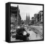 Homeless Refugee German Woman Sitting with All Her Worldly Possessions on Side of a Muddy Street-John Florea-Framed Stretched Canvas