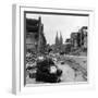 Homeless Refugee German Woman Sitting with All Her Worldly Possessions on Side of a Muddy Street-John Florea-Framed Photographic Print