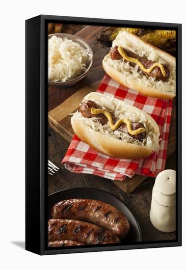 Homemade Bratwurst with Sauerkraut-bhofack22-Framed Stretched Canvas