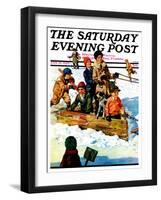 "Homemade Sleigh," Saturday Evening Post Cover, January 19, 1929-Eugene Iverd-Framed Giclee Print