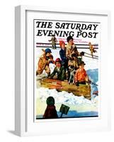 "Homemade Sleigh," Saturday Evening Post Cover, January 19, 1929-Eugene Iverd-Framed Giclee Print