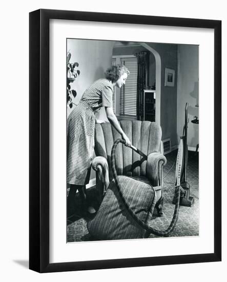Homemaker Vacuuming, USA, 1950-null-Framed Photographic Print