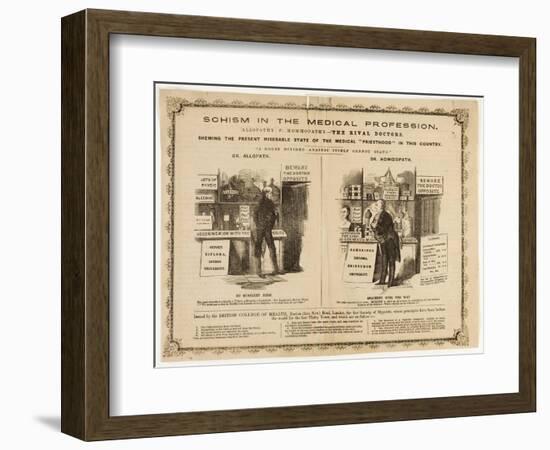 Homeopathy vs. Allopathy, Caricature, 1800s-Science Source-Framed Giclee Print