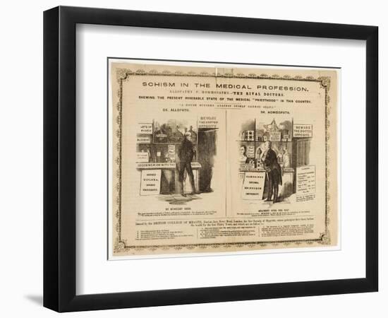 Homeopathy vs. Allopathy, Caricature, 1800s-Science Source-Framed Giclee Print