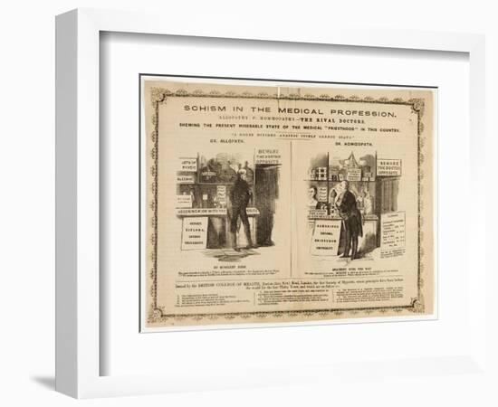 Homeopathy vs. Allopathy, Caricature, 1800s-Science Source-Framed Giclee Print