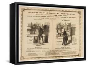Homeopathy vs. Allopathy, Caricature, 1800s-Science Source-Framed Stretched Canvas